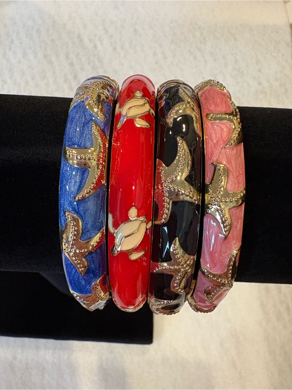 4 Enamel Hinged Bracelets